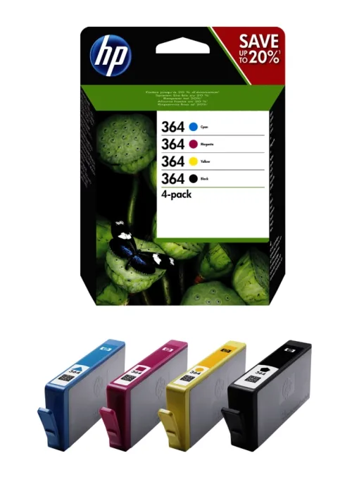 Pack de 4 cartuchos originales HP 364 negro magenta amarillo cian