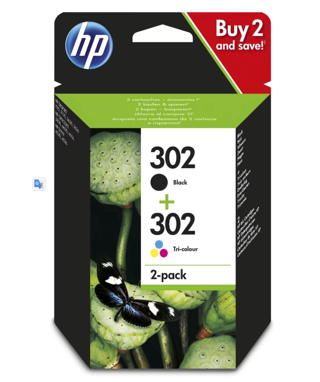Pack cartuchos HP original 302 negro tricolor